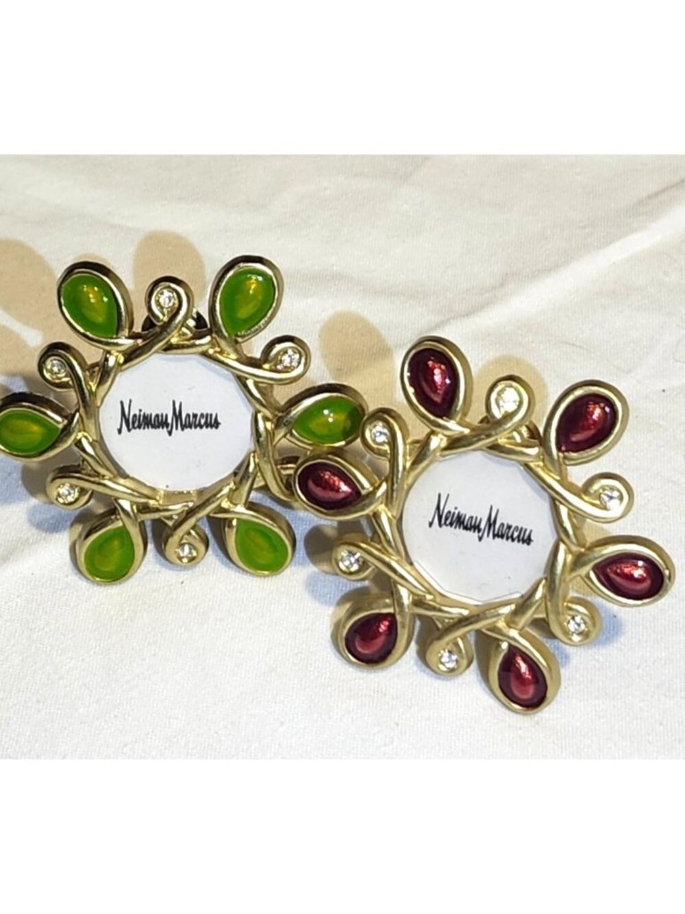 Jay Strongwater Neiman Marcus Vintage Enamel Mini Picture Frames With Rhinestone